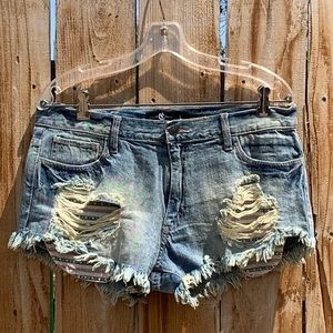 Cello Ripped Jean Shorts